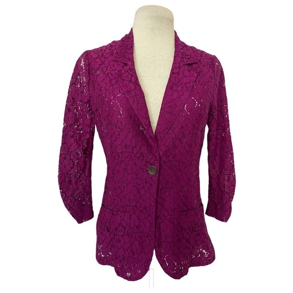 Eyeshadow Jackets & Blazers - EYESHADOW Lace Purple Blazer Size S